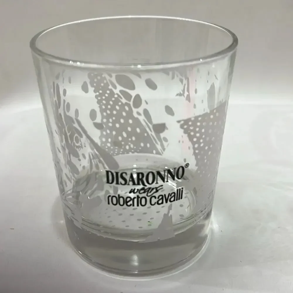 Disaronno Wears Robert Cavalli Rocks Glass 4 In Tall 3 1/4 Round 12 Oz Tumbler